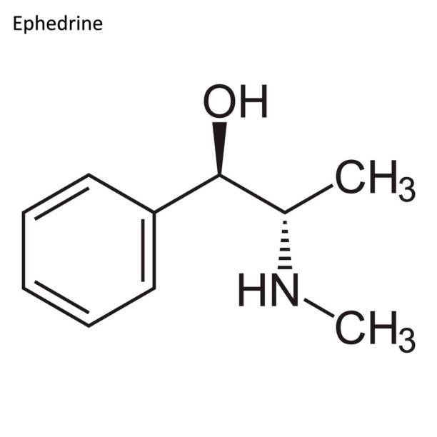 Skeletal formula of Ephedrine Skeletal formula. stimulant molecule. mephedrone stock illustrations