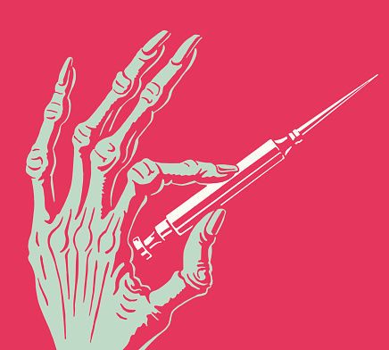 Skeletal Hand with Syringe