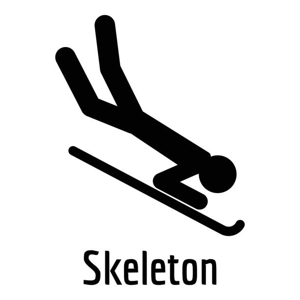 bildbanksillustrationer, clip art samt tecknat material och ikoner med skelett ikon, enkel stil. - skeleton skate