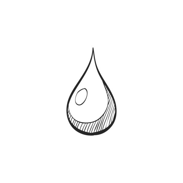 스케치 아이콘-물방울 - 빗방울 일러스트 stock illustrations