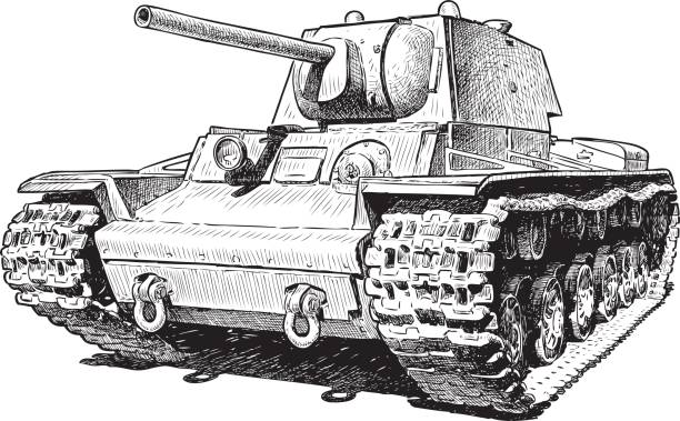 ilustraciones, imágenes clip art, dibujos animados e iconos de stock de bosquejo de un viejo tanque de batalla - peloton
