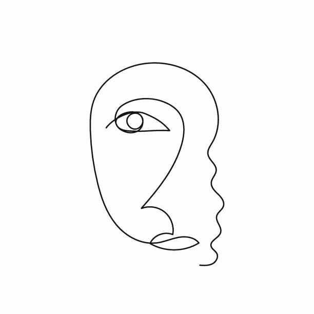 Sketch of female face drawn by continuous line. Vector illustration. Sketch of female face drawn by continuous line. Vector illustration. eye drawings stock illustrations