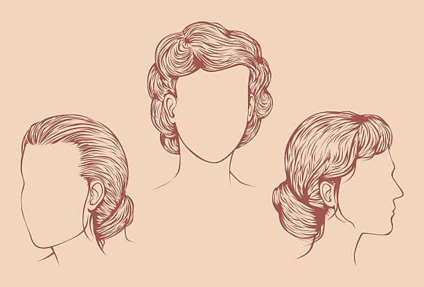 sketch of woman head vector art illustration