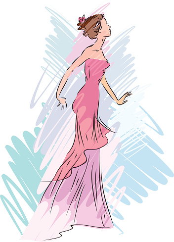 Drawing Of The Evening Gowns Clip Art, Vector Images & Illustrations ...
