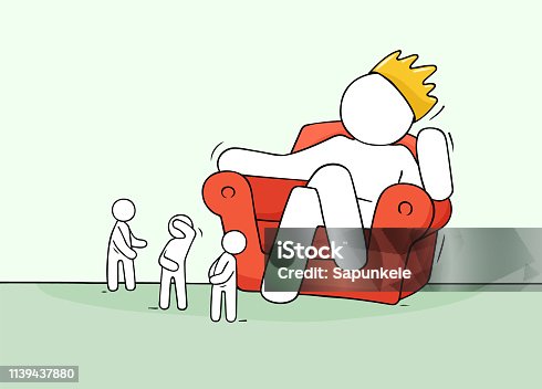 istock Sketch scene with big boss and little people. 1139437880