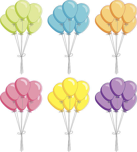Sketchy Bunches of Balloons Bunches of balloons in six colors in a sketchy style. Download contains Illustrator CS2 ai, Illustrator 8.0 eps, and high-res jpeg. kathrynsk stock illustrations