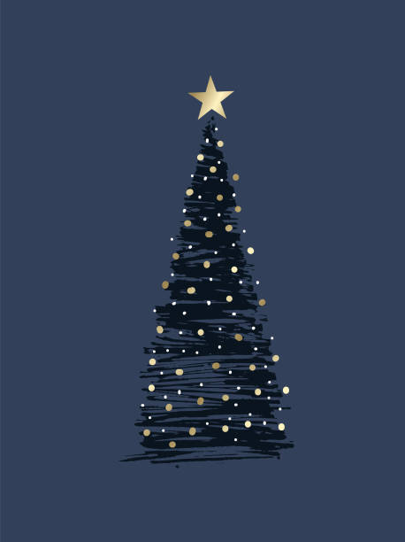 sketchy christmas tree sketchy christmas tree with christmas lights, snow and with a star on top. You can edit the colors or sizes easily if you have Adobe Illustrator or other vector software. All shapes are vector light through trees stock illustrations