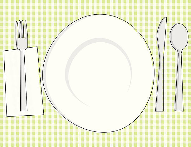 Sketchy Place Setting Place setting with plate, silverware, and napkin in a sketchy style. File contains Illustrator CS2 ai, Illustrator 8.0 eps and high-res jpeg. kathrynsk stock illustrations