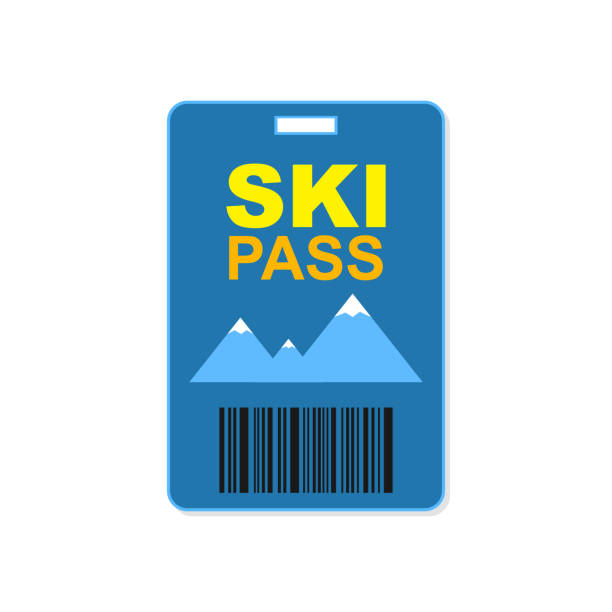 Ski pass icon simple design vector art illustration