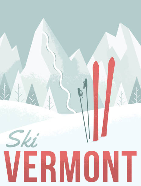 ski stan vermont - killington stock illustrations