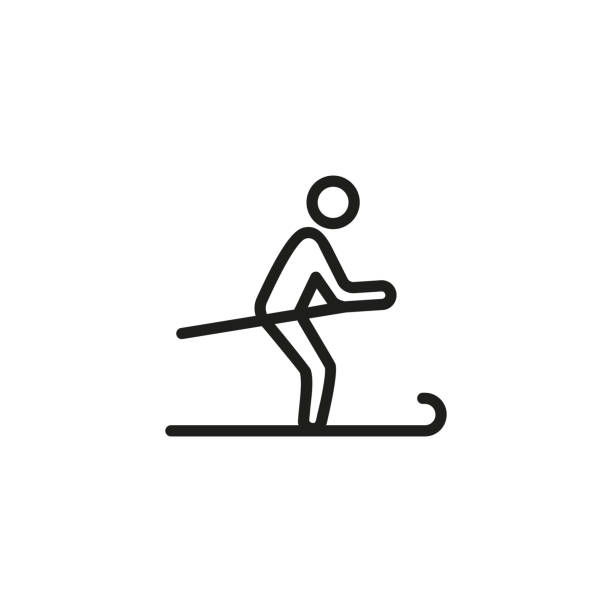 bildbanksillustrationer, clip art samt tecknat material och ikoner med skidåkning ikon - cross country skiing
