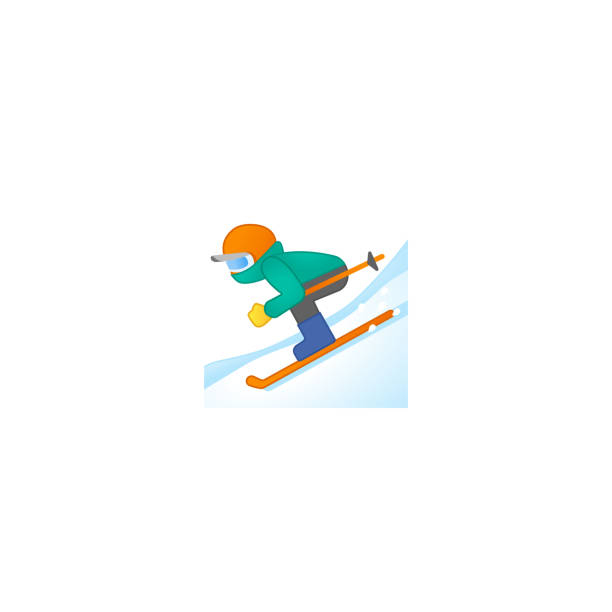 bildbanksillustrationer, clip art samt tecknat material och ikoner med skidåkning man vektor ikon. isolerad skidor, skidåkning, skridskoåkning emoji, uttryckssymbol illustration. vinter sport skater - skeleton skate