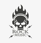 Black and white illustration on the theme of rock music
