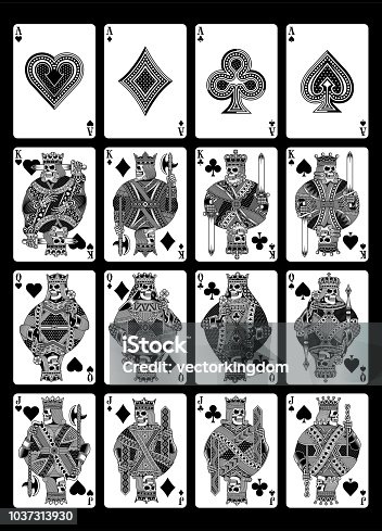 istock Skull Playing Cards Set in Black and White 1037313930