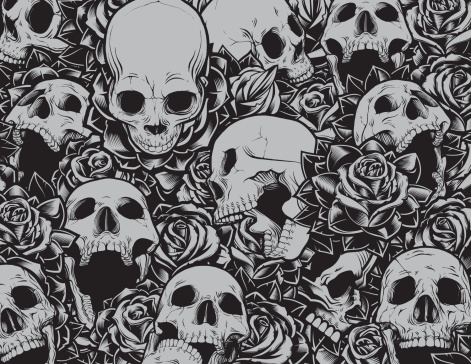 Skulls and Roses Background