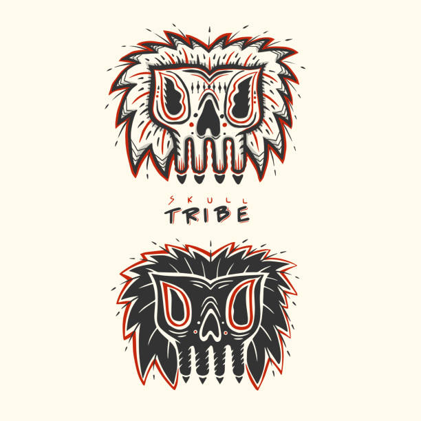 Skulltribe vector logo Skull tribe vector logo, vector illustration african warrior symbols drawing stock illustrations