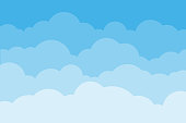Sky and clouds. Background sky and cloud with blue color. Cartoon cloudy background. Vector illustration.