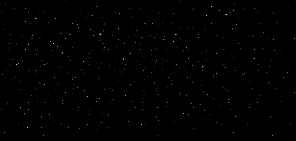 Sky starry. Black night background with star. Starry galaxy space. 8bit texture in flat style. Dark universe with twinkle constellation. Cosmos background. Vector.