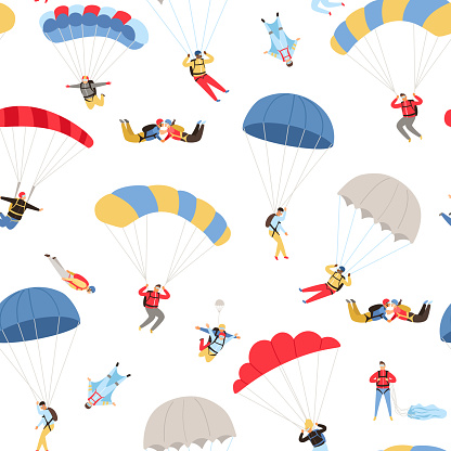 Skydivers seamless pattern