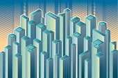 Isometric view of skyscrapers. Eps (AI8), jpg (3000x2000px)