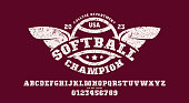 istock Slab serif font in sport style and softball emblem 1394826080