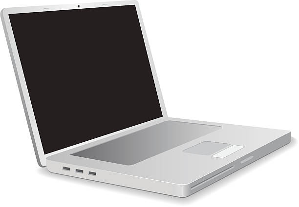 Sleek and new silver laptop without a keyboard vector art illustration