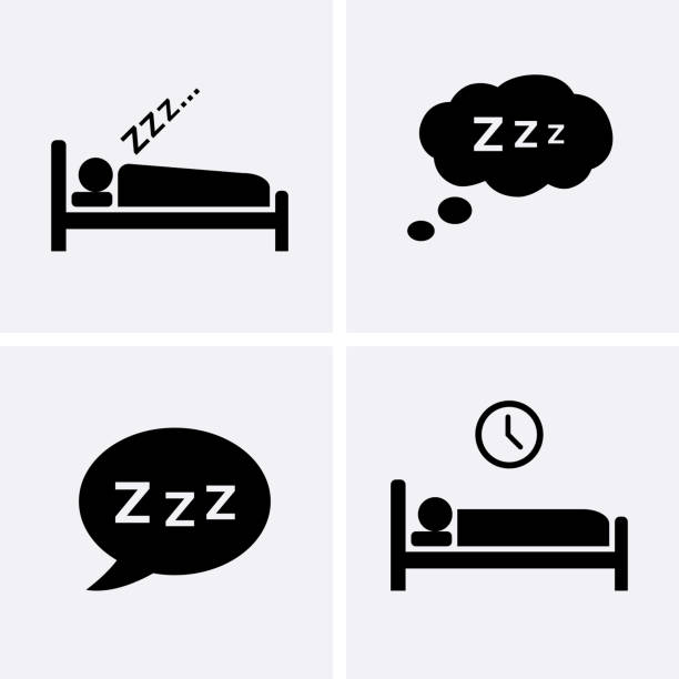 ilustraciones, imágenes clip art, dibujos animados e iconos de stock de sueño icons set vector. - sleeping