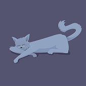 A vector illustration of a sleeping cat.