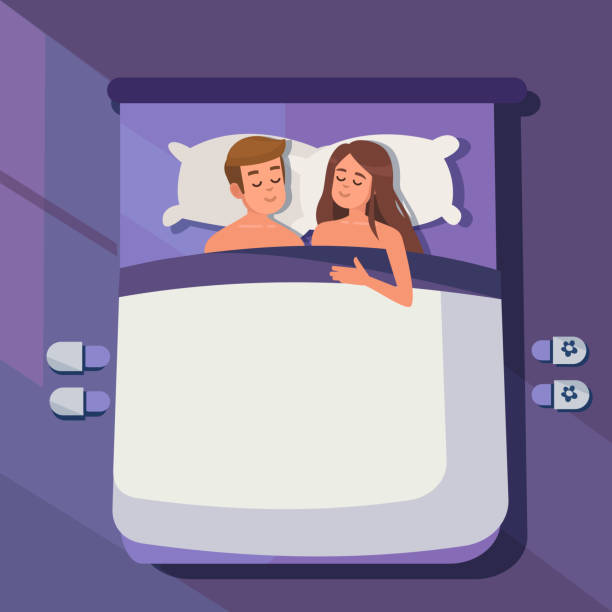 ilustrações de stock, clip art, desenhos animados e ícones de sleeping couple - sleeping couple