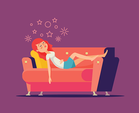 Sleeping Girl On Sofa Vector Flat Cartoon Illustration ...
 Girl Sleeping Cartoon