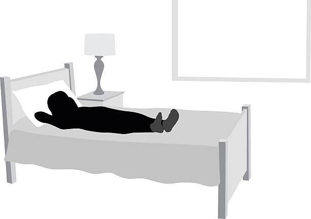 Sleepless Girl Lying In Her Bed A vector silhouette illustration of a young girl laying in bed daydreaming. sleeping silhouettes stock illustrations