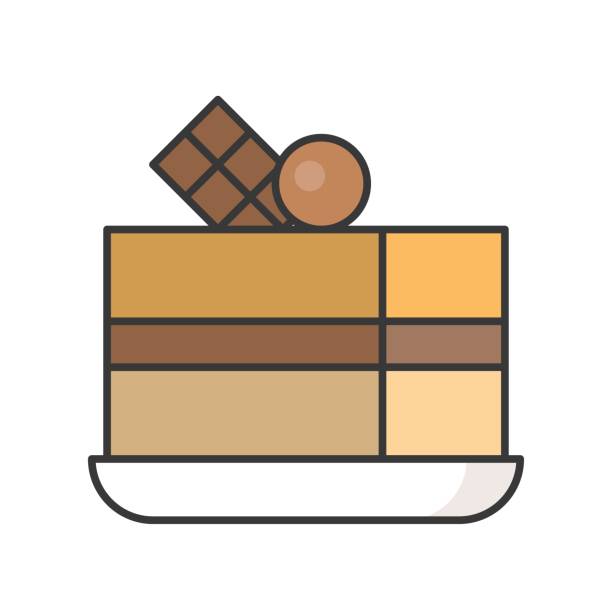 slice of mocha cake, sweets and pastry set, filled outline icon  coffee cake stock illustrations