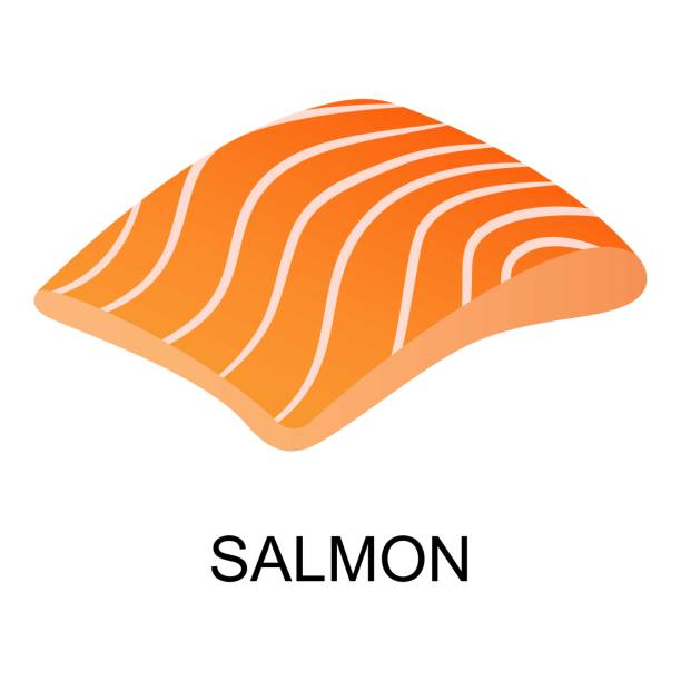 illustrations, cliparts, dessins animés et icônes de tranche de saumon icône, style isométrique - filet de poisson