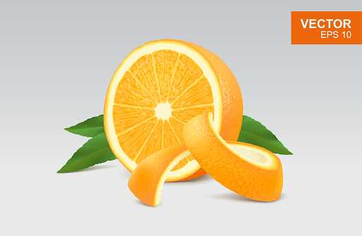 Slice of yellow orange realistic 3D illustration, design element