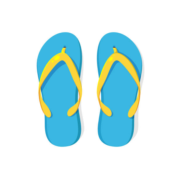 stockillustraties, clipart, cartoons en iconen met slipper icon vector design. - voeten in het zand