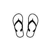 istock slippers vector line icon, sign, illustration on background, editable strokes 1051023650