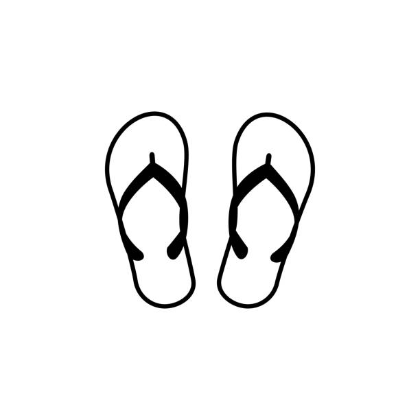 slippers vector line icon, sign, illustration on background, editable strokes slippers vector line icon, sign, illustration on background, editable strokes flip flop stock illustrations