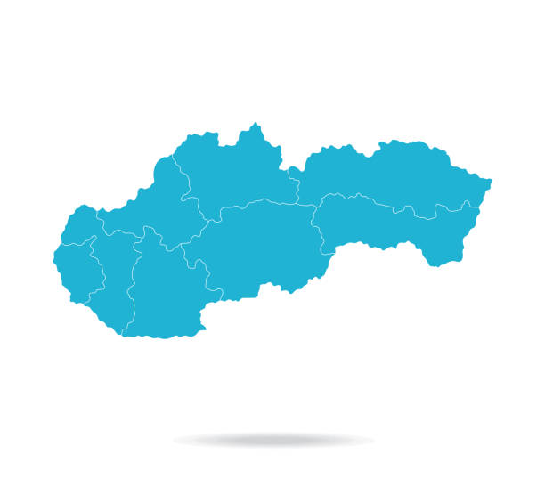 40 - Slovakia - Lava Blue Empty q10 Map of Slovakia - Vector illustration slovakia stock illustrations