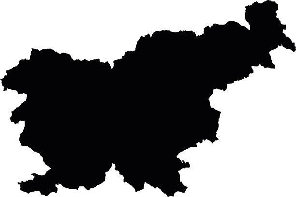 słowenia czarna mapa na białym wektorze tła - słowenia stock illustrations