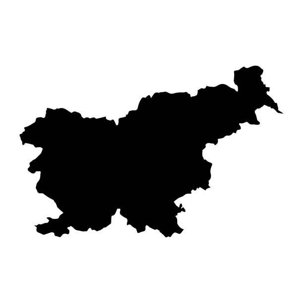 słowenia kraju sylwetka europy, europejska ilustracja mapy, wektor izolowany na białym tle, styl glifów - słowenia stock illustrations