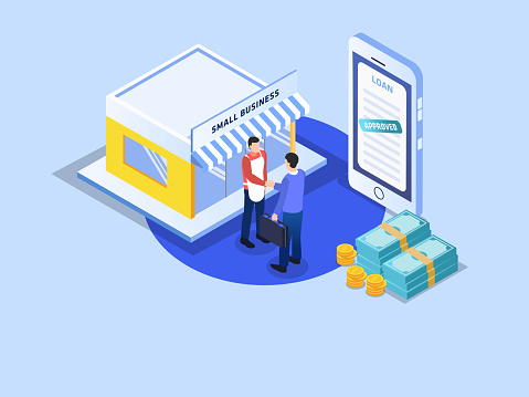 Small business loan online isometric