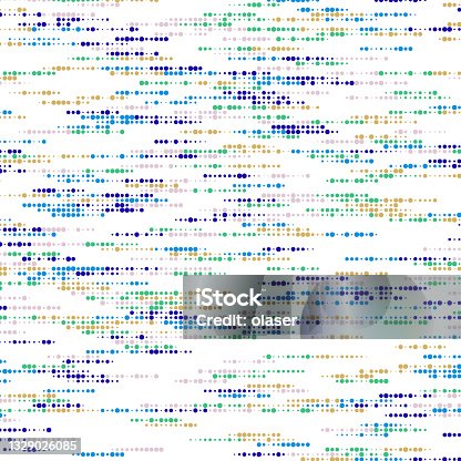 istock Small dots, different sizes, different colors, in lines as textile or message. 1329026085