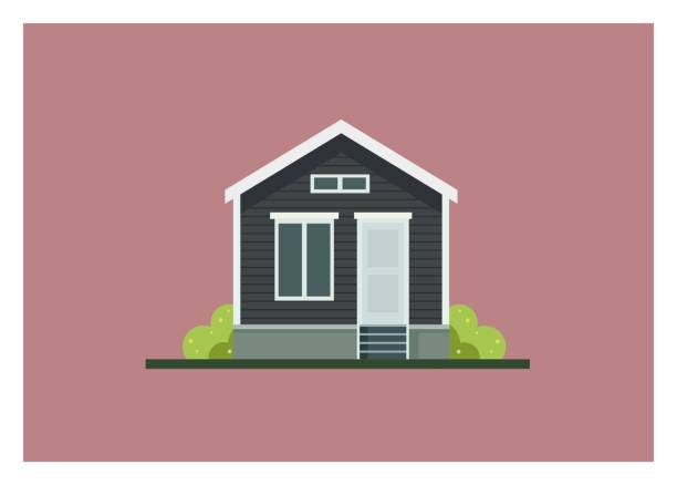 ilustrações, clipart, desenhos animados e ícones de ilustração simples de construção de casas pequenas - casa fachada