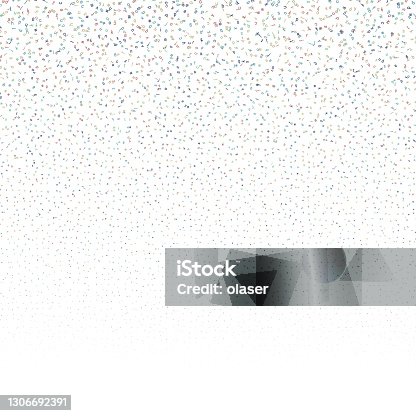 istock Small random alphabet characters falling down, vertical size gradient 1306692391