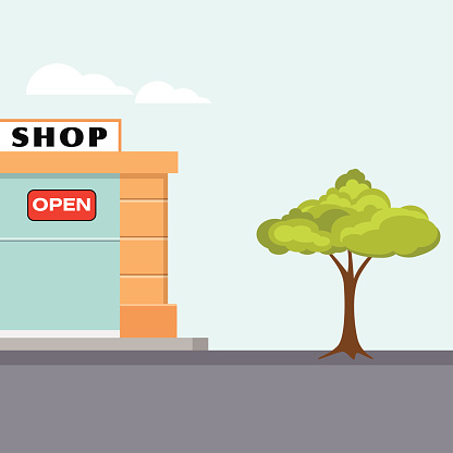 Small street with a shop - VECTOR