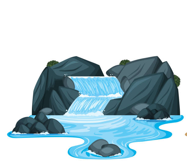 ein kleiner wasserfall mit steinen - wasserfall stock-grafiken, -clipart, -cartoons und -symbole