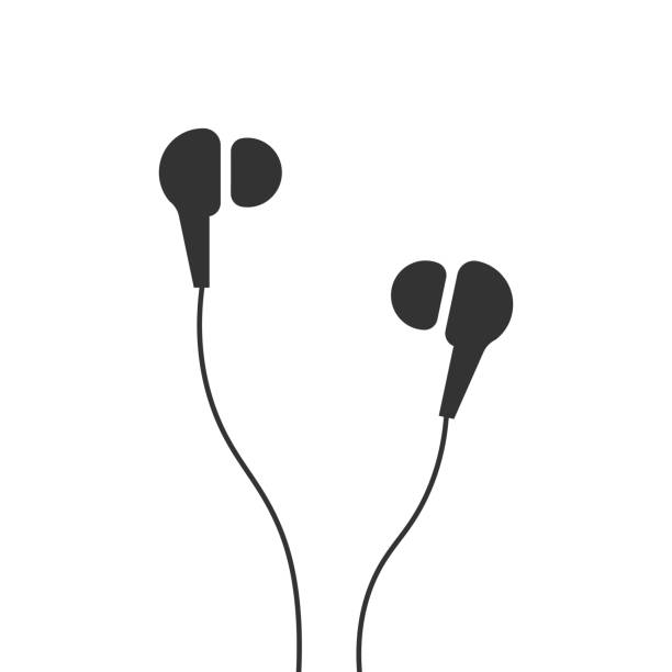 małe słuchawki przewodowe proste, obraz wektorowy, abstrakcja - chelsea stock illustrations