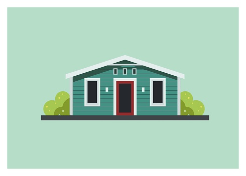 small wooden home building simple illustration