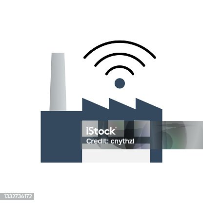 istock Smart Factory Flat Icon. Flat Design Vector Illustration 1332736172