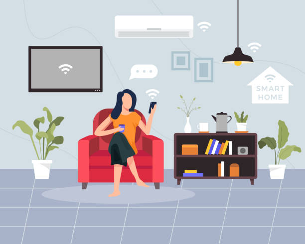 smart-home-konzept-illustration - smart home stock-grafiken, -clipart, -cartoons und -symbole